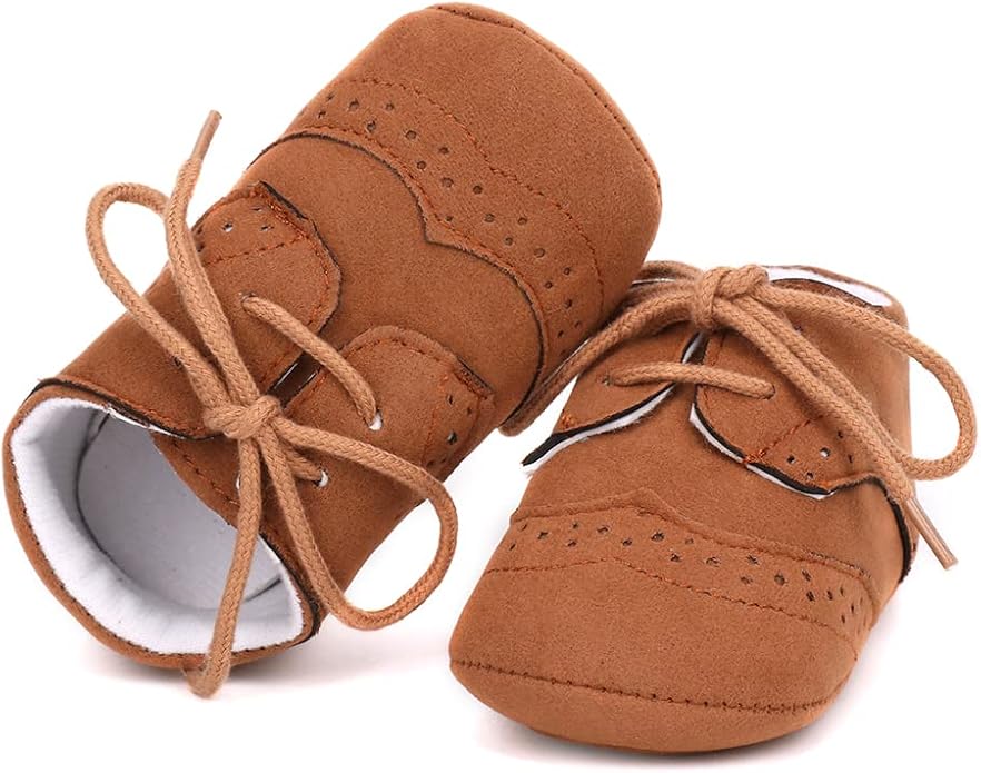 LONSOEN Baby Girls Boys Loafers Prewalker Dress Crib Shoes - Image 5
