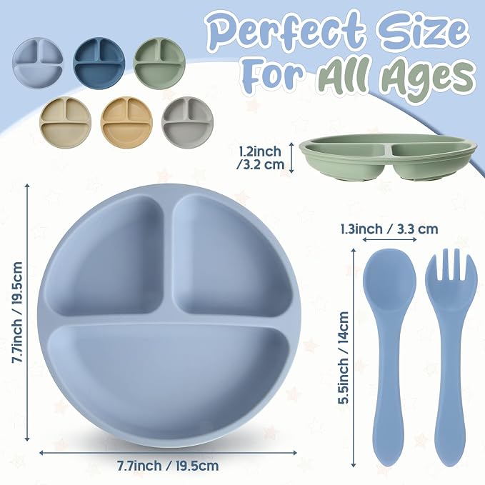 Meanplan 6 Pack Suction Plates for Toddlers - Image 2