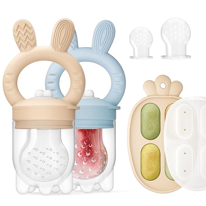 2 Packs Baby Fruit Feeder & Freezer Tray Combo, Push Pop Baby Food Feeder to by ChooKaChoo