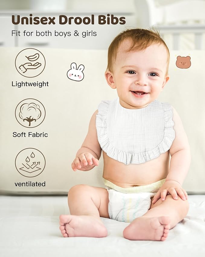 Lictin 8-Pack Muslin Baby Bibs - Image 5