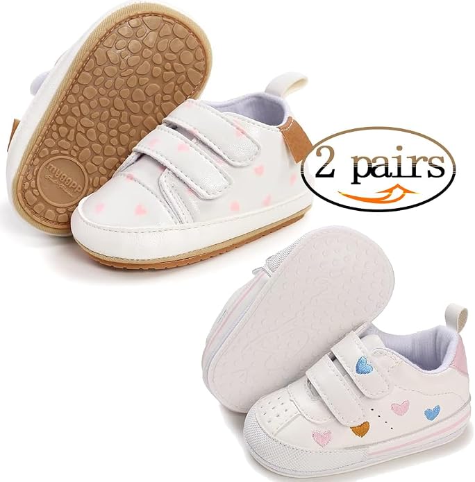 2Pairs Baby Shoes, Boys Girls Non-Slip Rubber Sole Sneakers, Unisex Infant Soft - Image 2