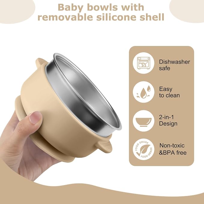 2 Pack Stainless Steel Baby Bowls - Image 6
