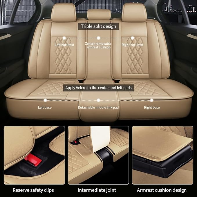 Leather Car Seat Covers for Volkswagen Atlas 2019-2023 Waterproof, Breathable - Image 3