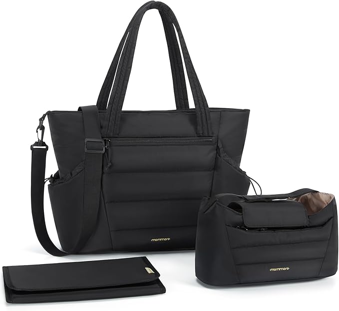 mommore Diaper Bag Tote with Stroller Organizer Puffer Bag Large Capacity Baby by mommore