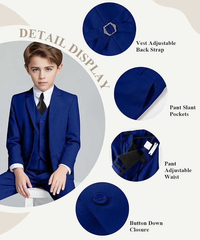 Visaccy Boys Suits Slim Fit Dress Clothes Ring Bearer Outfit - Image 2