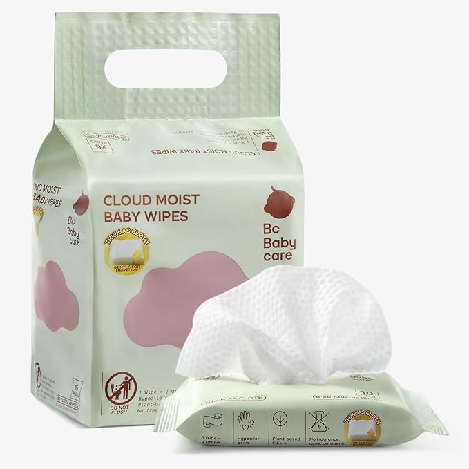 Bc Babycare Cloud Moist Wet Baby Wipes, Thick & XL, 99% Water, Ultra-Hydrating by BCBABYCARE