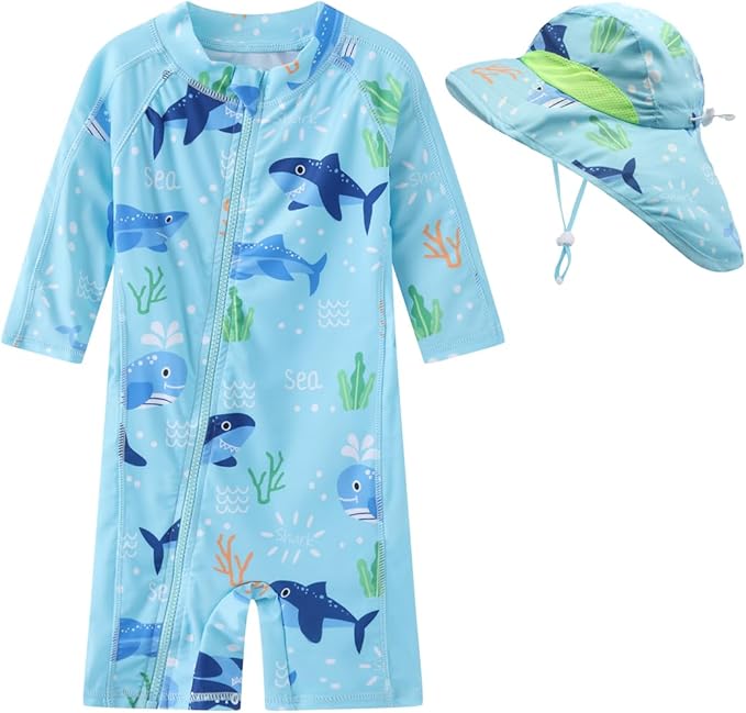 Toddler Baby Boys Swimsuit Rashguard One Piece Zipper Bathing Suit by Unknown
