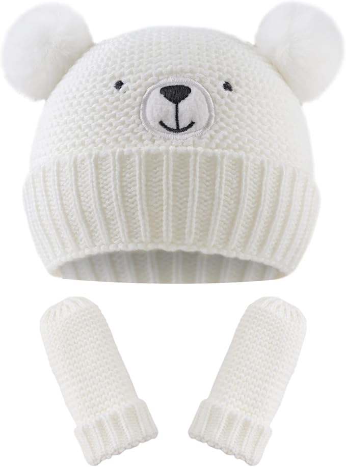 JANGANNSA Cute Bear Baby Beanie Pompom Baby Boys Hat Infant Toddler Winter by JANGANNSA
