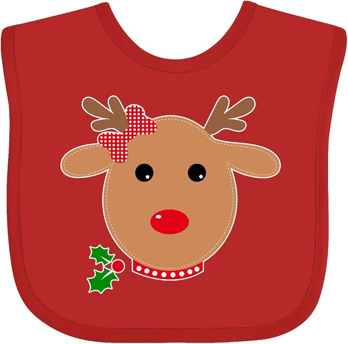 inktastic Girl Reindeer Baby Bib by Inktastic