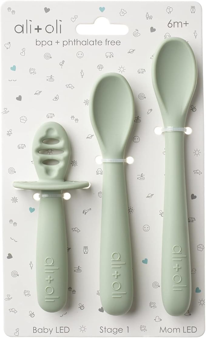 Ali+Oli Silicone Spoon Set for Baby Unbreakable Baby Spoons, Self Feeding by AliOli