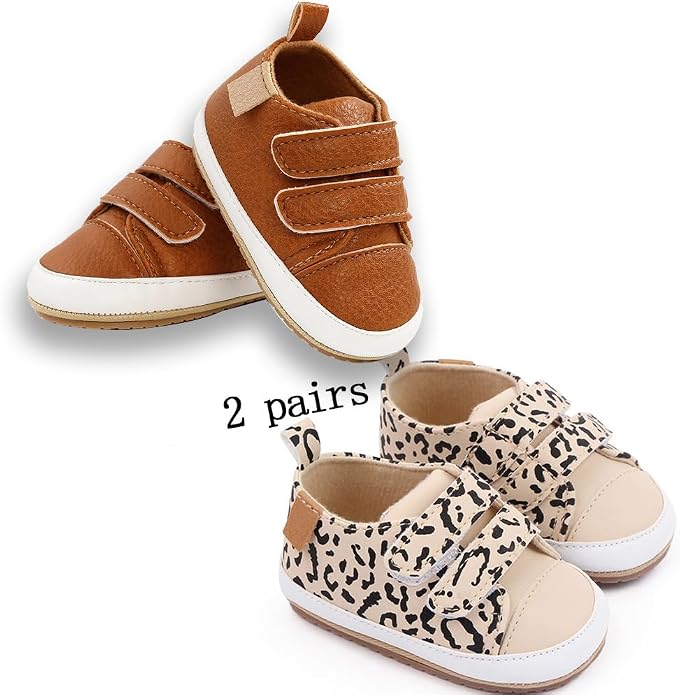 2Pairs Baby Shoes, Boys Girls Non-Slip Rubber Sole Sneakers, Unisex Infant Soft - Image 5