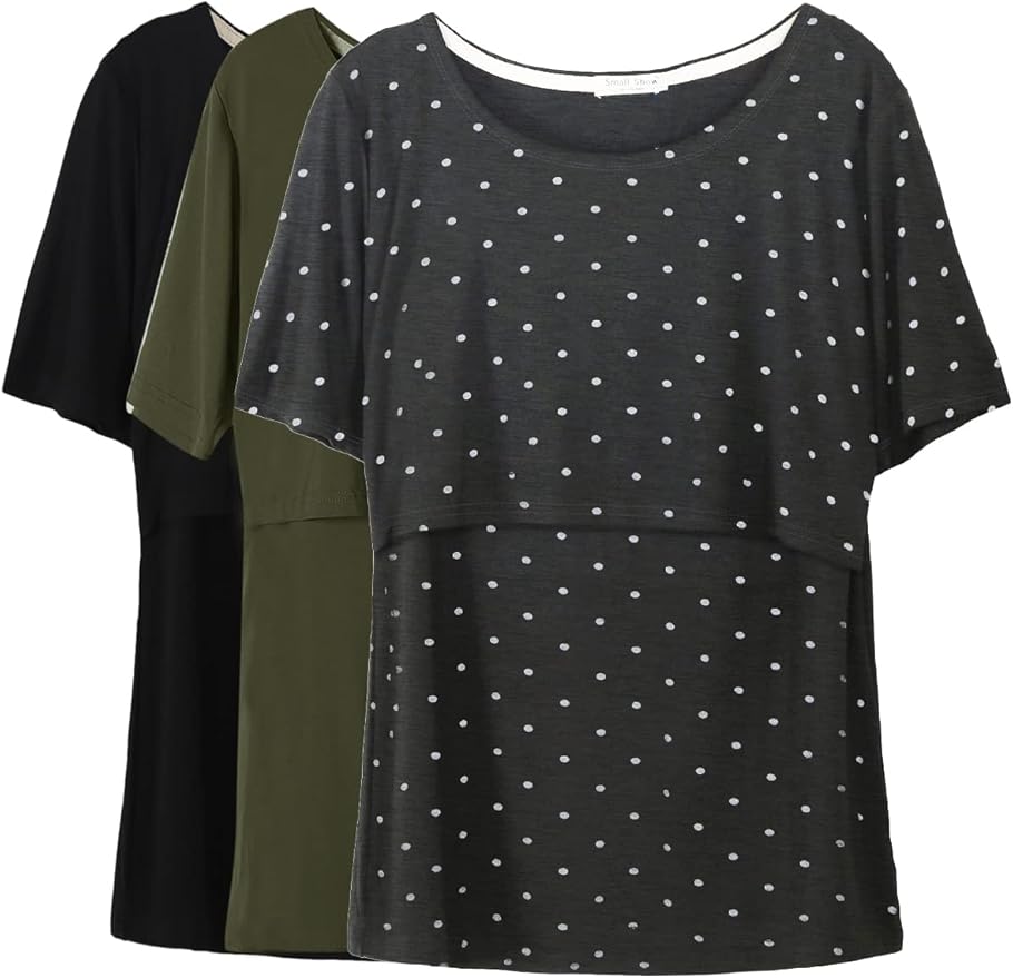 Smallshow Women's Maternity Nursing Tops Short Sleeve Breastfeeding Clothes by Smallshow
