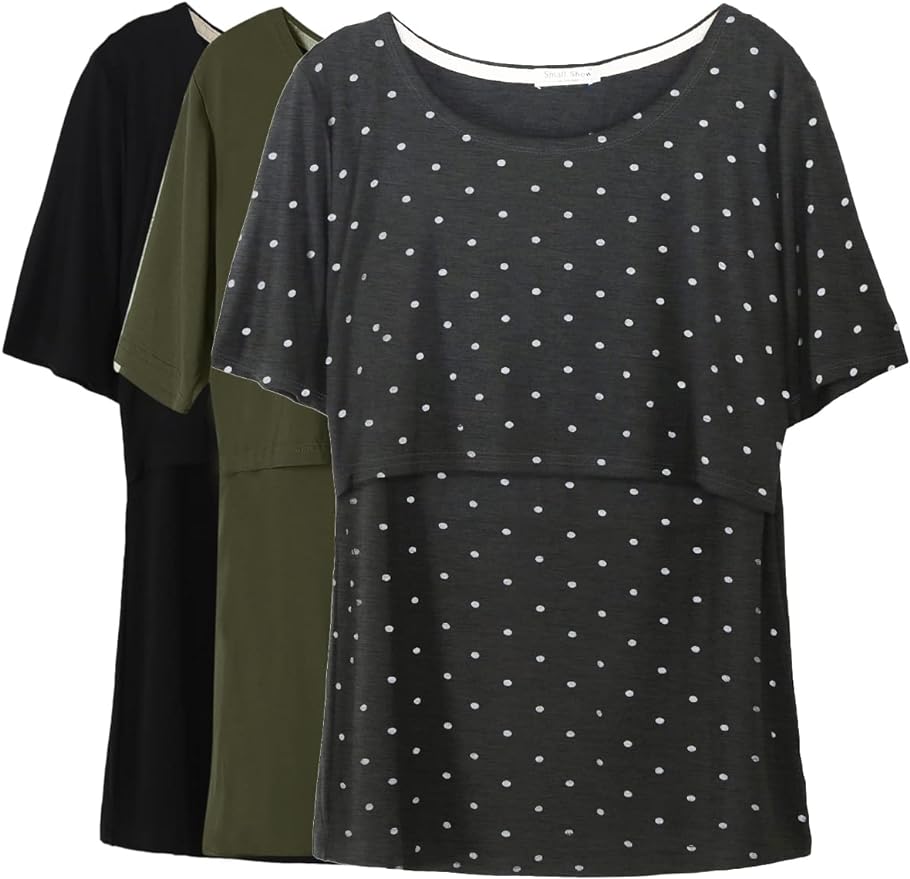 Smallshow Women's Maternity Nursing Tops Short Sleeve Breastfeeding Clothes by Smallshow