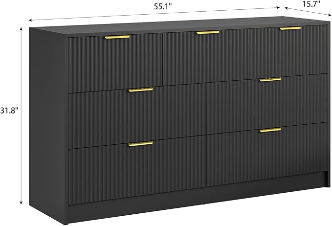 7 Drawers Dresser for Bedroom, Modern Chest of Drawers, Wood TV Stand Storage - Image 2