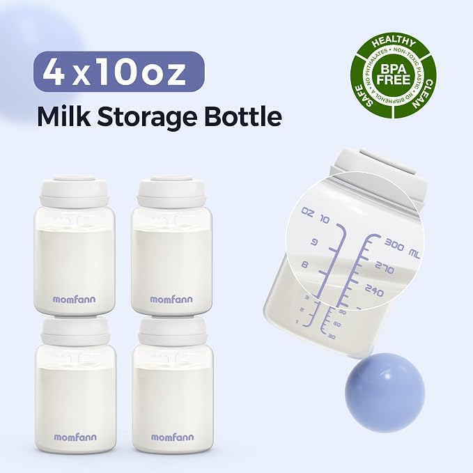 Breastmilk Storage Bottle 4 Pack, 10oz Milk Storage Bottle – Wide-Neck Fit - Image 3