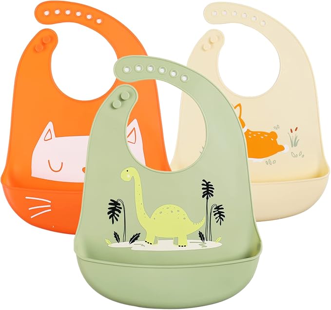 Baby Silicone Feeding Bibs by YINGJEE