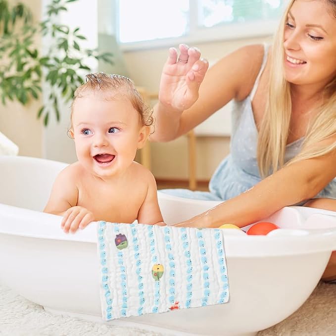 Yoofoss Muslin Baby Washcloths 100% Organic Cotton Face Towels 10 Pack Wash - Image 7