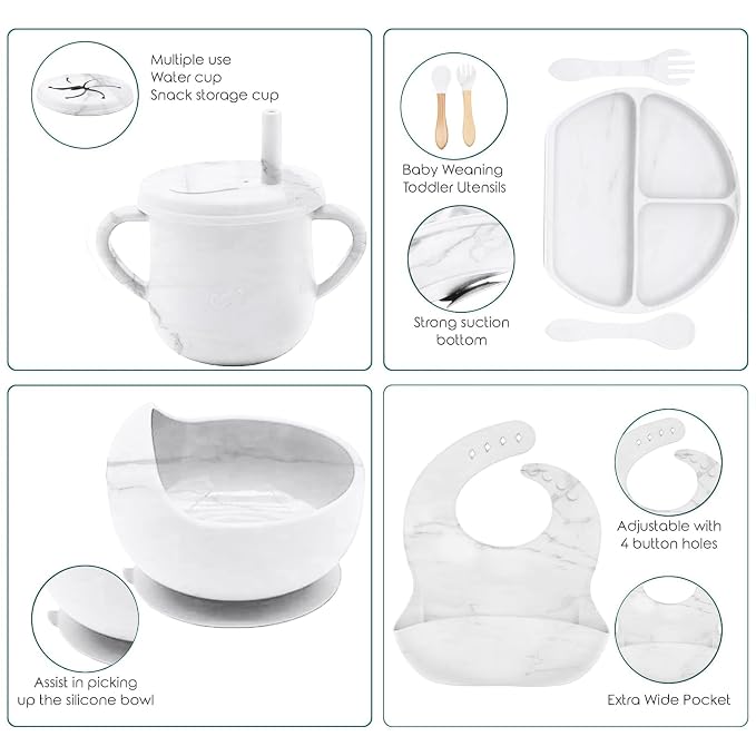 9pc BPA Free Silicone Baby Feeding Set - Image 3