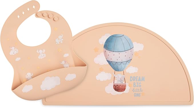 Silicone Baby Bib and Mat | Boys Girls Babies & Toddlers | Waterproof, by Mamabears
