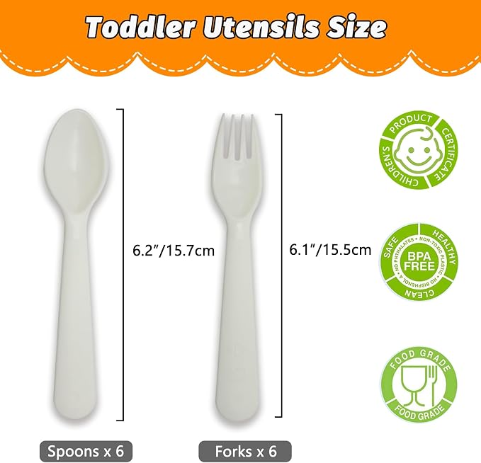 12 Pcs Kids Spoons and Forks Toddler Utensils Plastics Reusable Silverware Baby - Image 2