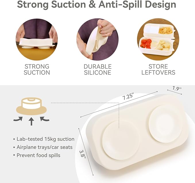 Portable Baby Plates with Suction, Non-Slip Dishwasher Safe Plates & Utensils - Image 3
