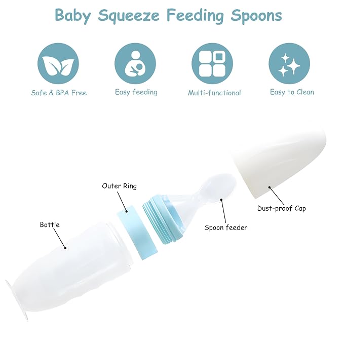 WAJIAYON Baby Food Feeder 4 Pack Silicone Baby Food Dispensing Spoon-3 oz - Image 7