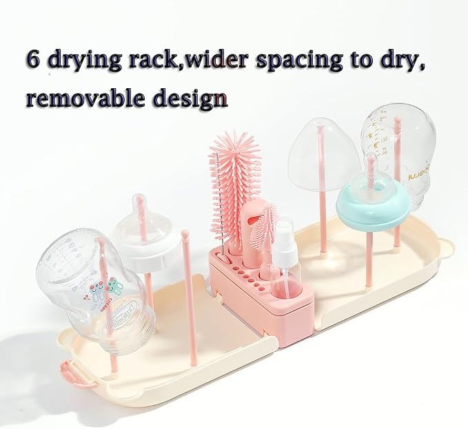 6 In1 Baby Bottle Brush Kit, Portable Silicone Bottle Brush Cleaner Set - Image 6