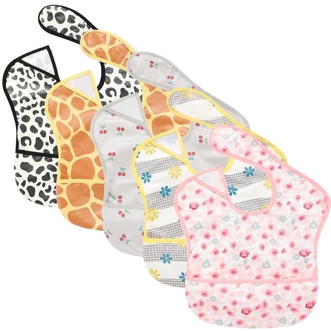 TSD Baby Bibs Waterproof Feeding Bibs 5pack Adjustable Mealtime Poctet Bib by Unknown