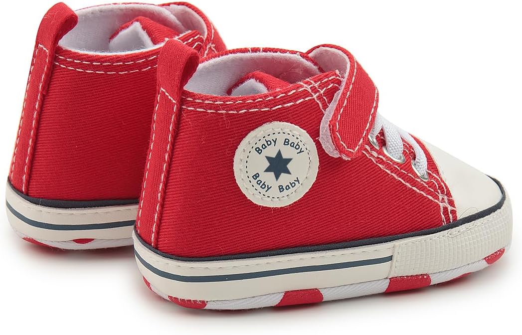 Meckior Baby Girls Boys Canvas Sneakers Soft Sole High-Top Ankle Infant First - Image 5
