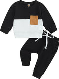 Toddler Baby Boy Fall Clothes Waffle Contrast Color Sweatshirt Pants Sets by GGBNOMER