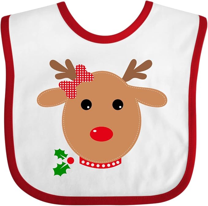 inktastic Girl Reindeer Baby Bib by Inktastic