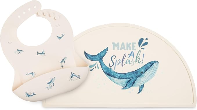 Silicone Baby Bib and Mat | Boys Girls Babies & Toddlers | Waterproof, by Mamabears