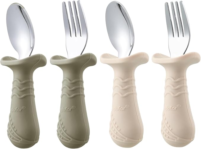PandaEar Baby Toddler Fork and Spoon Utensil Set, 6 Pack Silicone Stainless - Image 7