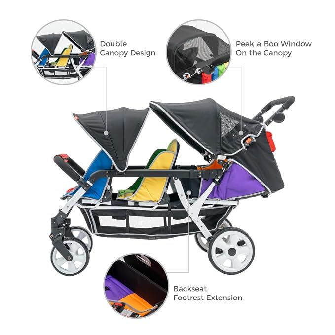 Familidoo H6E 6 seat Baby Stroller- Double Canopy - Image 4