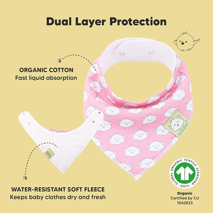 KeaBabies 8-Pack Organic Baby Bandana Bibs - Image 2