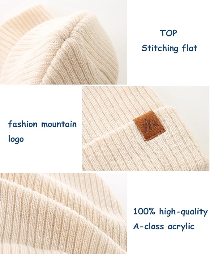 Moon Kitty 2PCS Baby Beanie Soft Toddler Beanie Warm Knitted Infant Winter Hats - Image 5