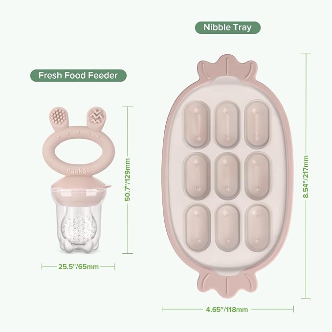 Haakaa Baby Fruit Food Feeder & Silicone Freezer Nibble Tray Combo - Image 7