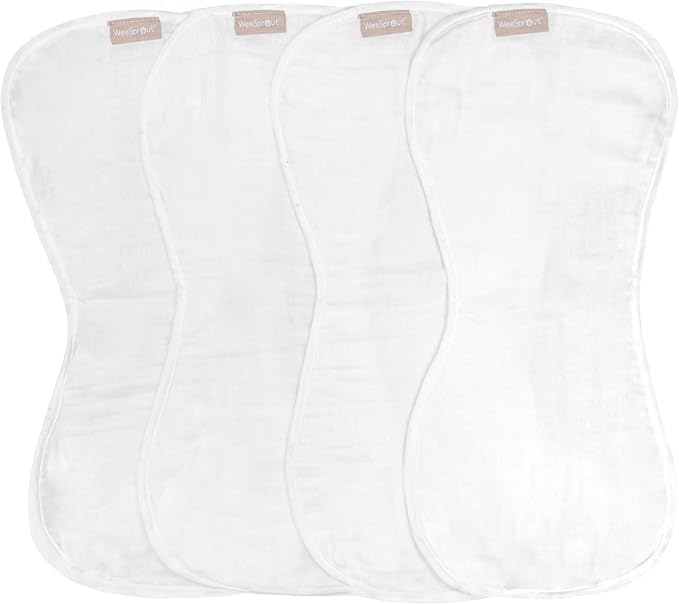 WeeSprout Unisex Organic Towel Cotton Burp Cloths, Four Ultra-Absorbent Layers by WeeSprout