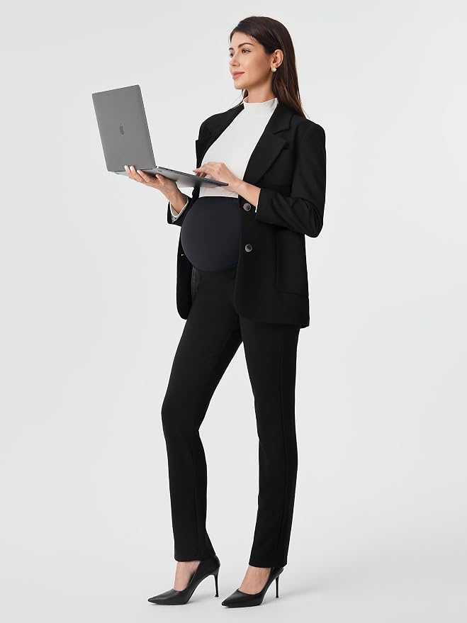 AFITNE Maternity Pants for Work Over The Belly Straight Leg Dress Slacks - Image 4