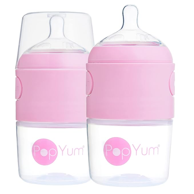 PopYum 5 oz Pink Anti-Colic Formula Making/Mixing/Dispenser Baby Bottles by PopYum