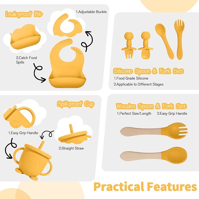 Baby Led Weaning Supplies, 17 Piece BPA-Free Silicone Feeding Set, Eating - Image 4