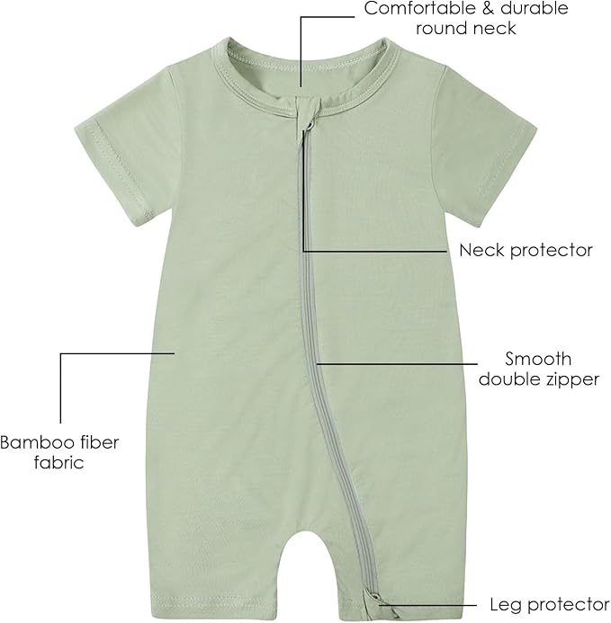 OPAWO Bamboo Baby Pajamas 3 Pack, Double Zipper Bamboo Sleepers - Image 3