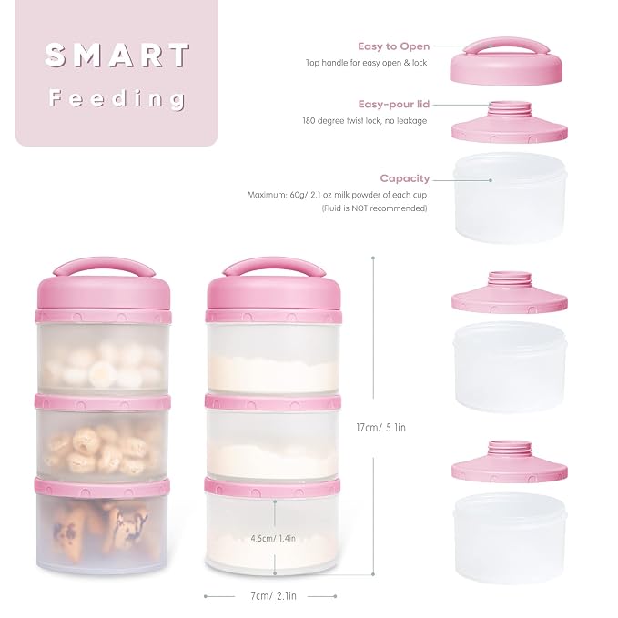 Termichy Stackable Formula Dispenser Portable Milk Powder Container, 2 Pack - Image 2