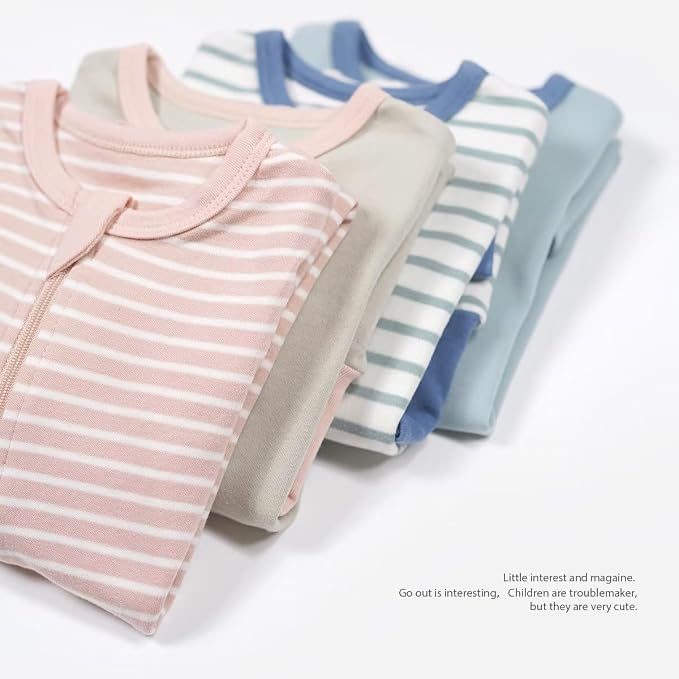 Teach Leanbh Toddler Baby Boys Girls 2-Pack Pajamas Cotton 2 Way Zipper Long - Image 4