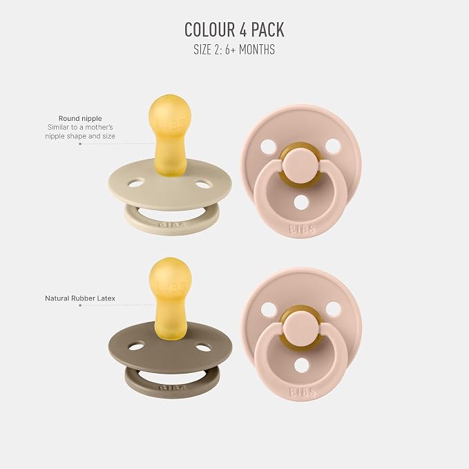 BIBS Color Soother, BPA Free Dummy Pacifier, Round Nipple. Natural Rubber Latex - Image 2