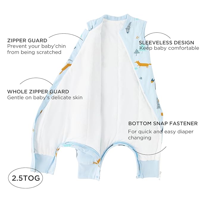 Duomiaomiao 2.5 TOG Toddler Sleep Sack 3-4T 100% Cotton Winter Side Open Zipper - Image 2