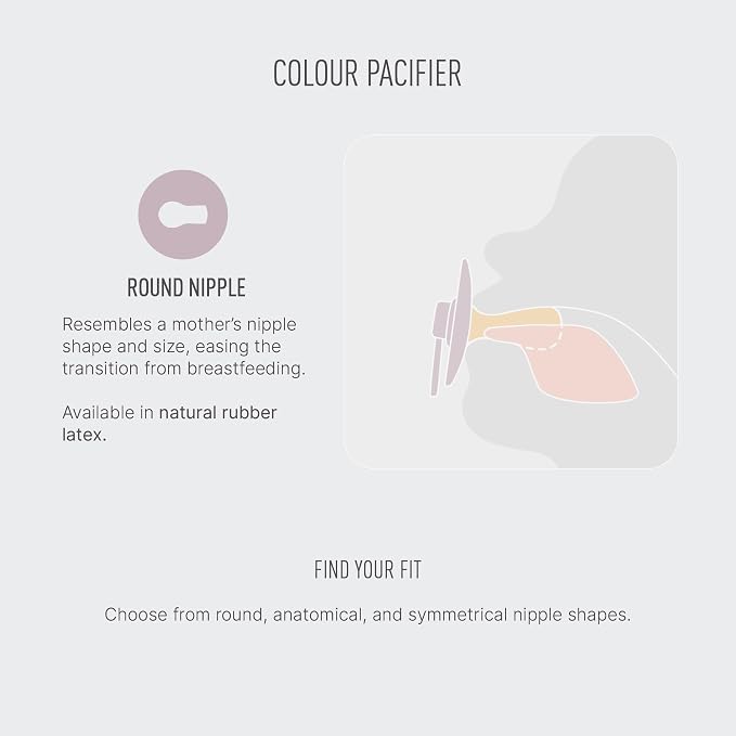 BIBS Pacifiers - Studio 2 Pack | Round Nipple Baby Pacifier | BPA Free Natural - Image 4