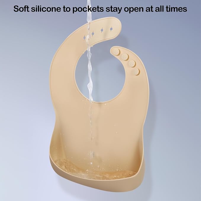 Silicone Bibs for Babies Toddler Set of 3, BPA Free, Soft Adjustable Waterproof - Image 5