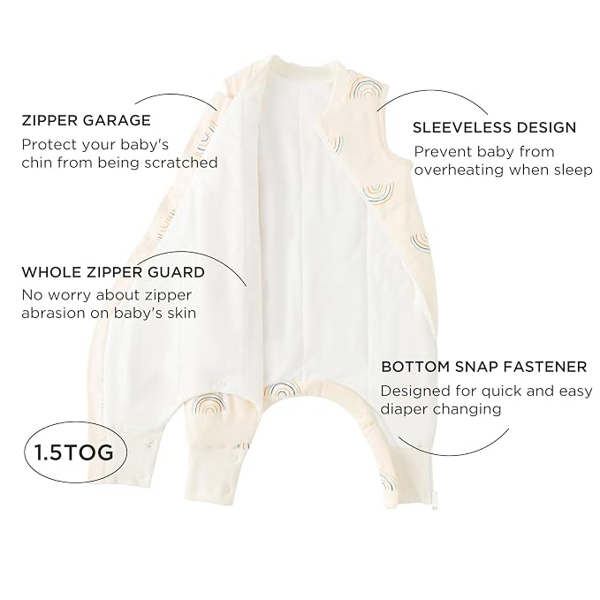 Duomiaomiao 1.5 TOG Toddler Sleep Sack 6-12 Months 100% Cotton Four Season Side - Image 2