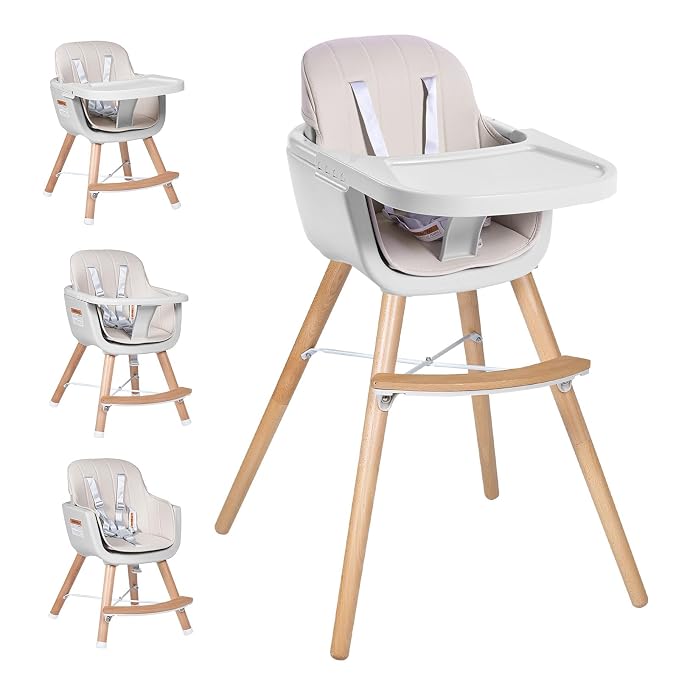 High Chairs for Babies and Toddlers, 3 in 1 Convertible Wooden highchair by jincheng%C2%AE